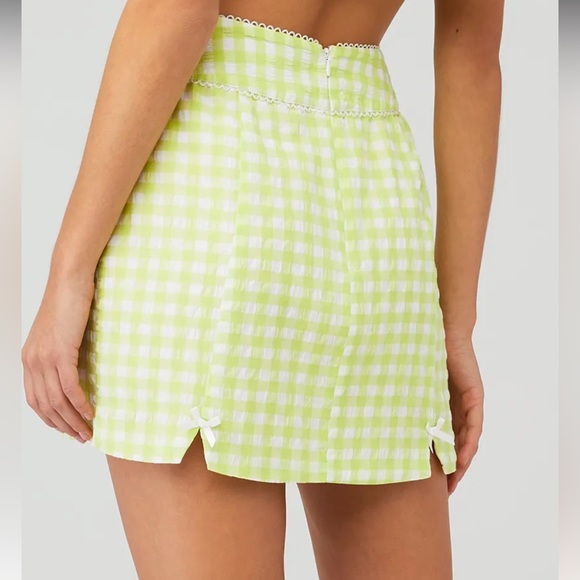 For Love And Lemons Maureen textured gingham mini skirt princess Seam slits 1X - Picture 3 of 12
